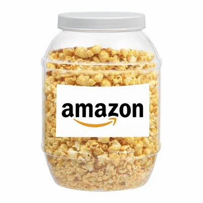 Large Plastic Jar - Caramel Popcorn - Custom Cups Now