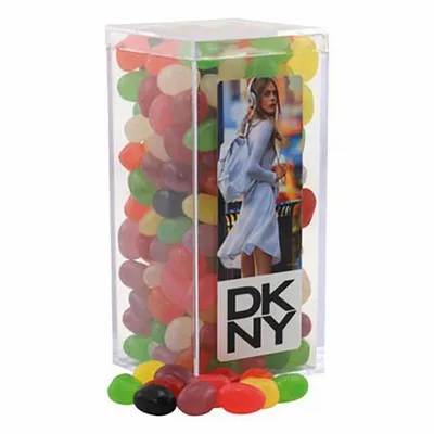 Large Rectangle Acrylic Candy Box with Assorted Jelly Beans - Custom Cups Now