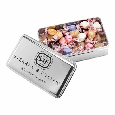 2-Share Tin - Salt Water Taffy/Assorted Fruit Sours - Custom Cups Now