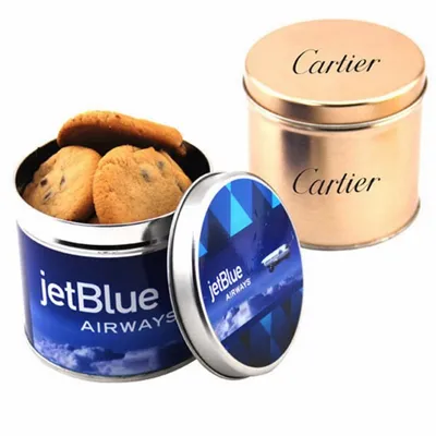 Round Tin with Chocolate Chip Cookies - Custom Cups Now