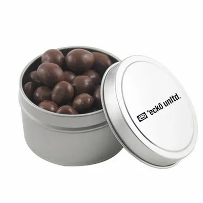 Round Tin with Chocolate Peanuts - SBF3100 - Custom Cups Now