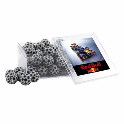 Acrylic Box with Chocolate Soccer Balls - Large - Custom Cups Now