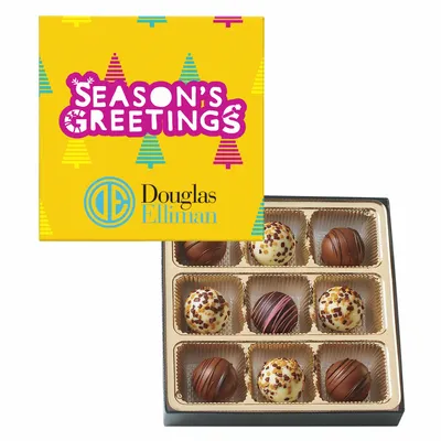 Truffle Gift Box Full Color Lid with 9 Truffles - Custom Cups Now