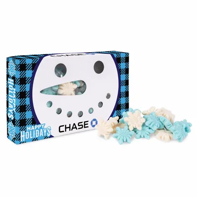 Snowman Die Cut Box with Gummy Glitter Snowflakes - Custom Cups Now