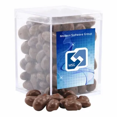 Acrylic Box with Choc Covered Raisins - Small - Custom Cups Now