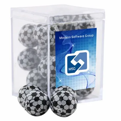 Acrylic Box with Chocolate Soccer Balls - Small - Custom Cups Now
