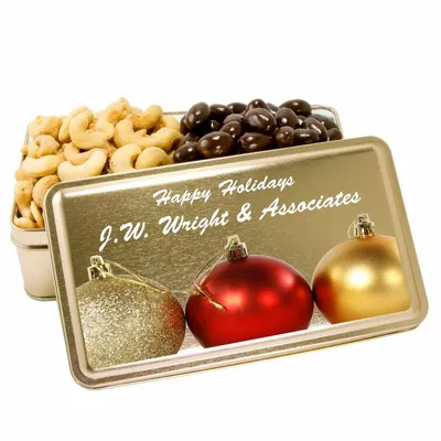 2-Share Tin - Salted Cashews/Dark Chocolate Almonds - Custom Cups Now