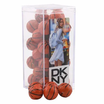 Acrylic Box with Chocolate Basketballs - Medium - Custom Cups Now