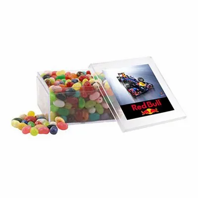 Large Square Acrylic Candy Box with Jelly Belly - Custom Cups Now