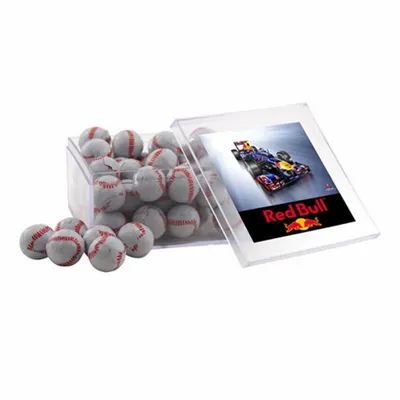 Acrylic Box with Chocolate Baseballs - Large - Custom Cups Now