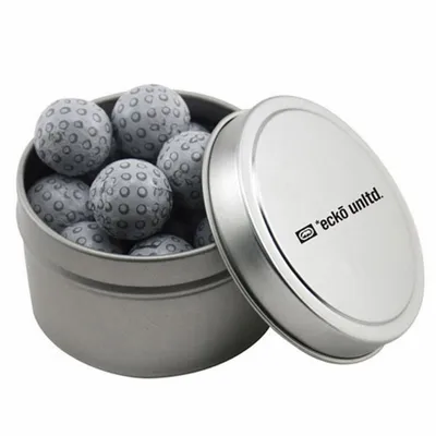 Round Tin with Chocolate Golf Balls - SBF3100 - Custom Cups Now