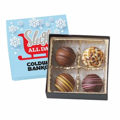 Truffle Gift Box Full Color Lid with 4 Truffles - Custom Cups Now