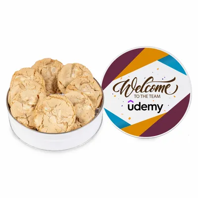 Fresh Beginnings Macadamia Nut Cookie Tin (Small) - Custom Cups Now
