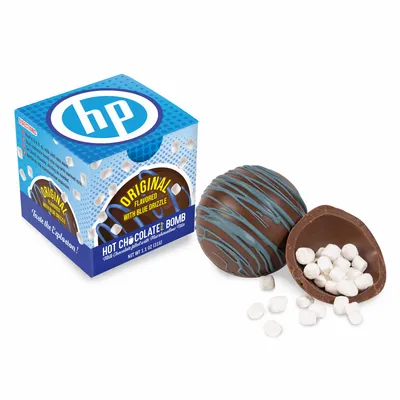 Blue Drizzle Hot Chocolate Bomb in Full Color Gift Box - Custom Cups Now