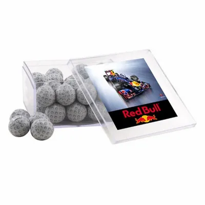 Acrylic Box with Chocolate Golf Balls - Large - Custom Cups Now