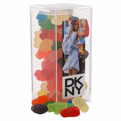 Clever Candy Large Rectangle Acrylic Candy Box with Gummy Bears - Custom Cups Now
