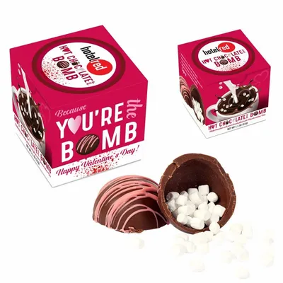 Hot Chocolate Bomb with Pink Drizzle - Custom Cups Now