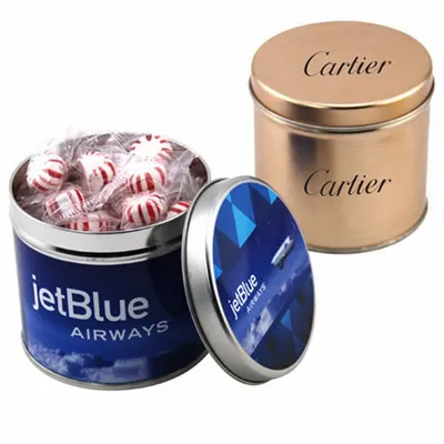 Round Tin with Starlight Peppermints - SBF4100 - Custom Cups Now