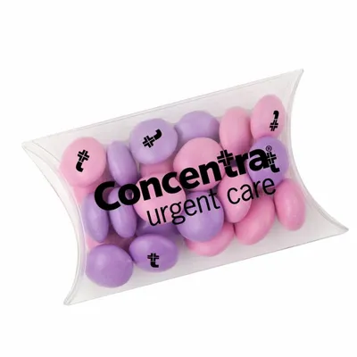 Small Pillow Box with Imprinted Chocolate Buttons - Custom Cups Now
