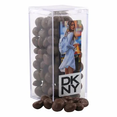 Acrylic Box with Chocolate Covered Peanuts - Medium - Custom Cups Now