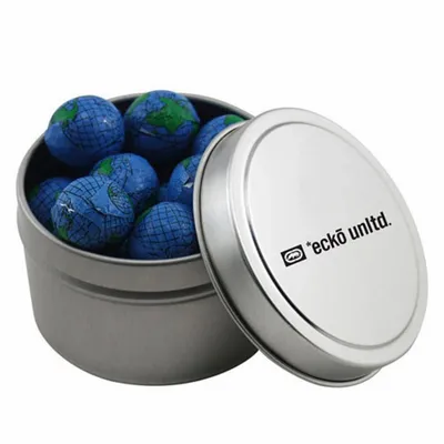 Round Tin with Chocolate Globes - SBF3100 - Custom Cups Now