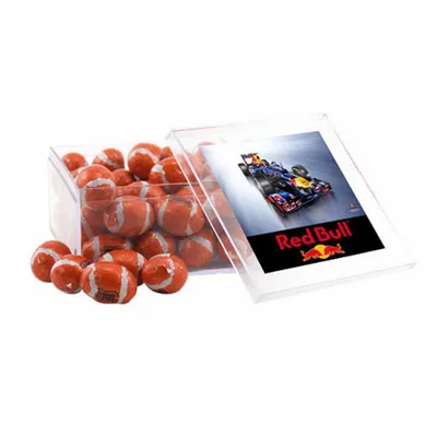 Acrylic Box with Chocolate Footballs - Large - Custom Cups Now
