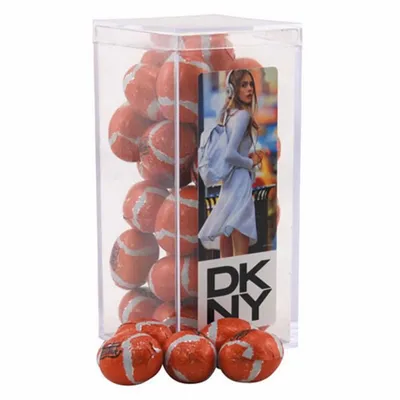 Acrylic Box with Chocolate Footballs - Medium - Custom Cups Now