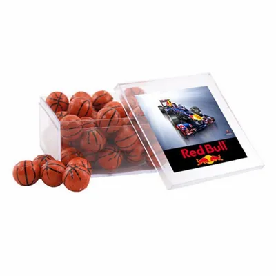 Acrylic Box with Chocolate Basketballs - Large - Custom Cups Now