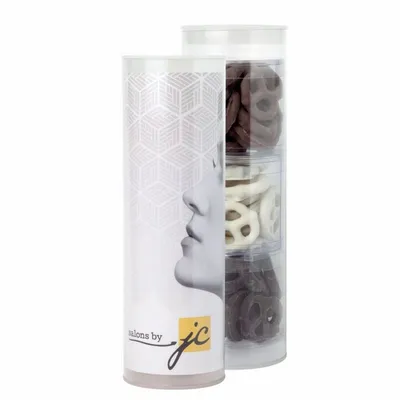 3 Piece Gift Tube with Gourmet Pretzels - Custom Cups Now