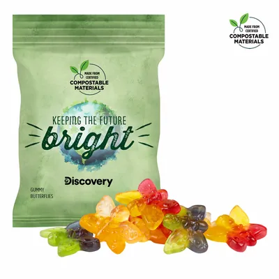 2oz. ECO-Digibag, Compostable & Full Color, Gummy Butterflies - Custom Cups Now
