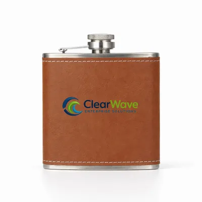 Leather Wrapped Hip Flasks - Custom Cups Now