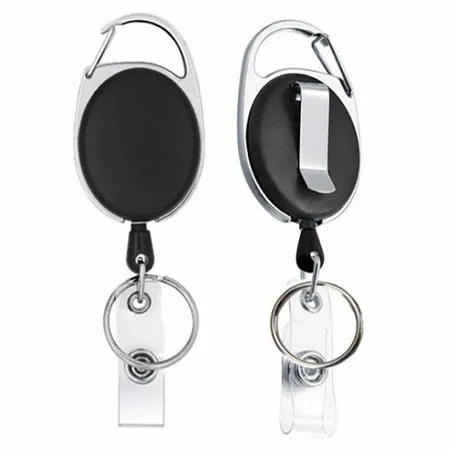 Solid Black and Steel Reel Keychain Solid Black and Steel Reel Keychain - Custom Cups Now