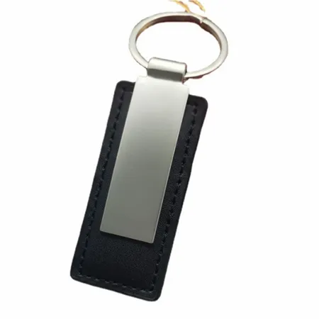 Rectangle Leather & Metal Keychain Rectangle Leather & Metal Keychain - Custom Cups Now