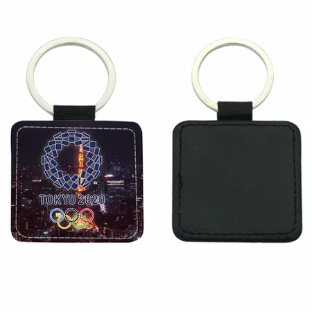 Square Leather Keychain Square Leather Keychain - Custom Cups Now