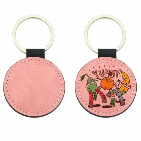 Full-Color Circle Leather Keychain Full-Color Circle Leather Keychain - Custom Cups Now