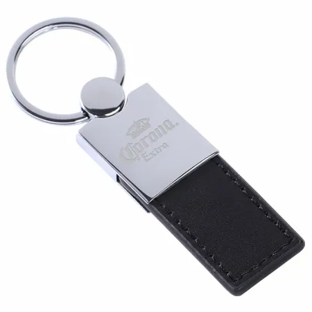 Polished Metal & Leather Keychain Polished Metal & Leather Keychain - Custom Cups Now