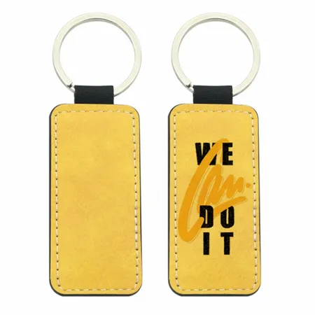 Full-Color Rectangle Leather Keychain Full-Color Rectangle Leather Keychain - Custom Cups Now