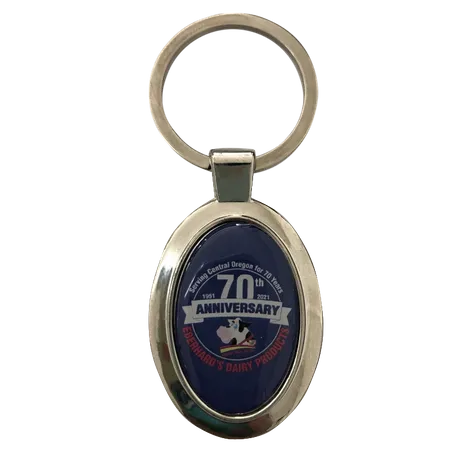 Durable Epoxy Oval Metal Keychain Durable Epoxy Oval Metal Keychain - Custom Cups Now
