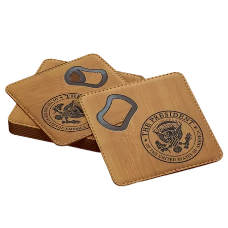 Leather Bottle Opener Coaster - Custom Cups Now