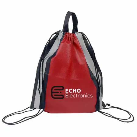 Reflective Side-Strip Drawstring Bag Reflective Side-Strip Drawstring Bag - Custom Cups Now