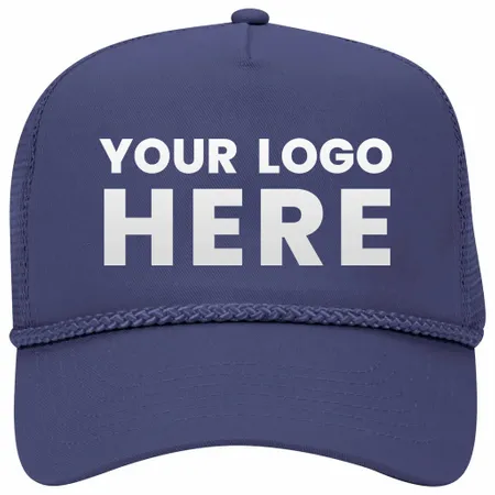 Otto 5 Panel Mid Pro Mesh Back Trucker Hat, Cotton Blend Twill Rope Cap - 39-071 - Custom Cups Now