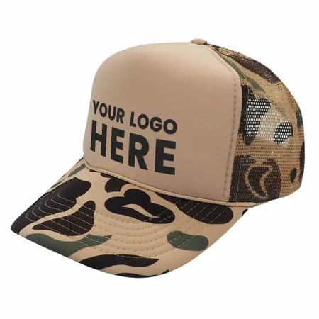 Nissun CPC - Foam Trucker Hat Camo, 5-Panel Camouflage Cap - Custom Cups Now