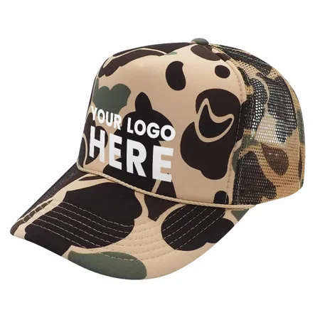 Nissun CSC - Foam Trucker Camo Hat, 5-Panel Camouflage Cap - Custom Cups Now