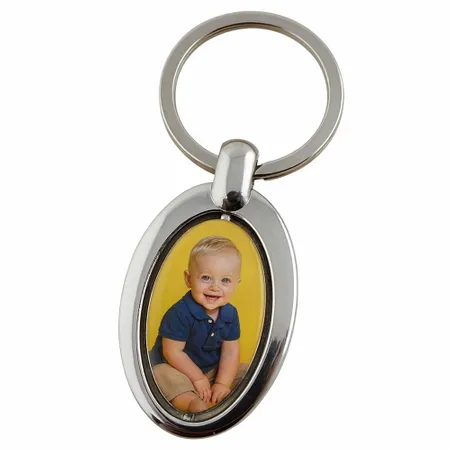 Spinning Oval Metal Keychain