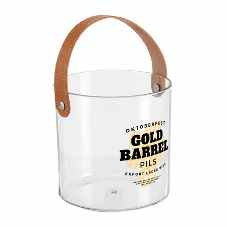 Leather-Strap Clear Drink Buckets - Custom Cups Now