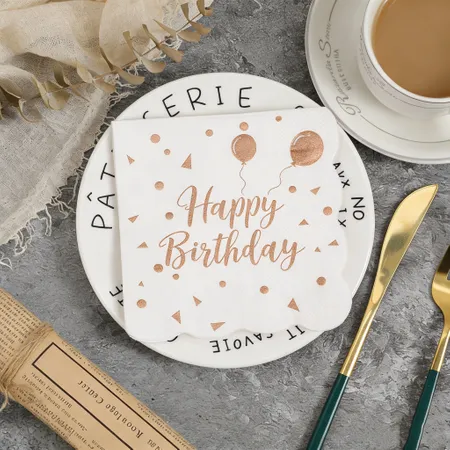 Scallop Foil Stamped Napkins - Custom Cups Now