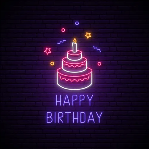 Happy Birthday with Cake Neon Sign - Custom Cups Now