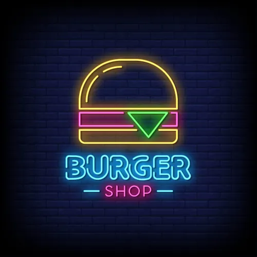 Burger Shop Neon Sign - Custom Cups Now