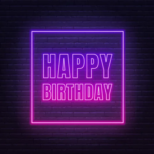 Happy Birthday Framed Neon Sign - Custom Cups Now