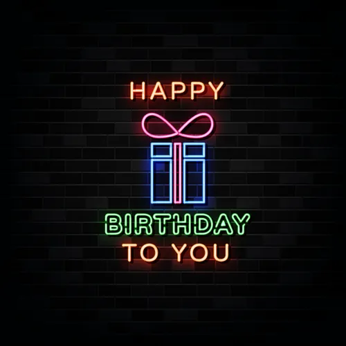 Happy Birthday To You with Gift Neon Sign - Custom Cups Now